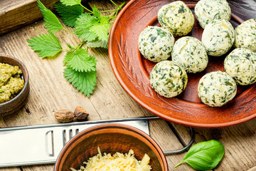 Curd dumplings with herbs