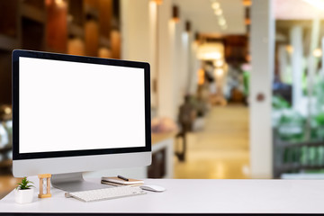 Naklejka premium laptop monitor digital pc desk Mockup Blank screen
