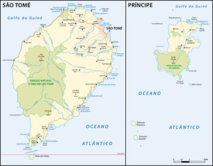 Vector map of the West African island state of Sao Tome and Principe