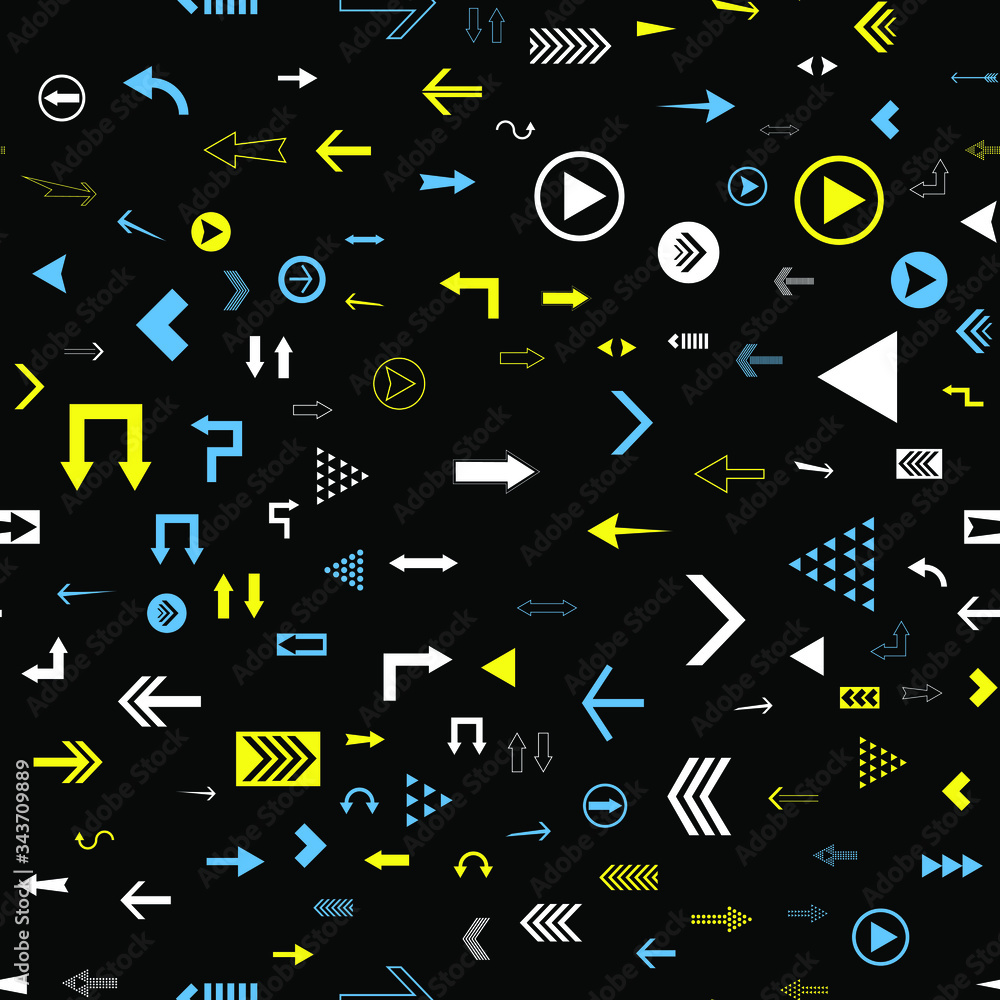 Poster seamless vector pattern with different arrows. modern cursor illustration