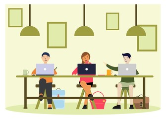 Vector Illustration Coworking flat illustration