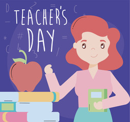 greeting card teacher day with female teacher