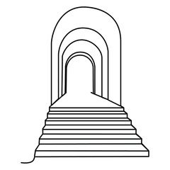 one line continuous drawing half arch long hall