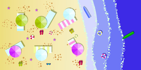 Sea view in summer. Beach and sand. Holidays, travel, vacation concept. Exotic island