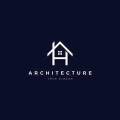 letter H house architecture logo navy