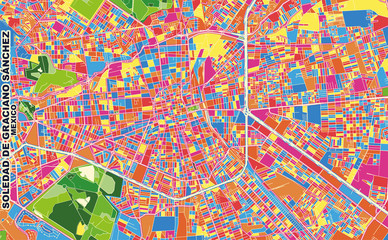 Soledad de Graciano Sánchez, San Luis Potosí, Mexico, colorful vector map