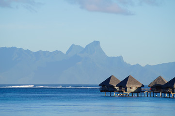 Overwater bungalows in Tahiti