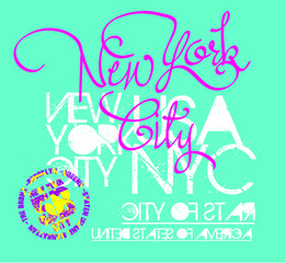 New york city embroidery graphic design vector art