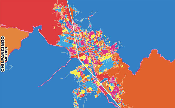 Chilpancingo, Guerrero, Mexico, colorful vector map