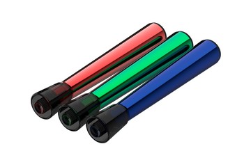 Three multi-colored markers. 3D illustration.