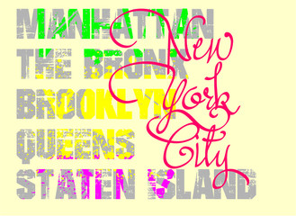 New york city embroidery graphic design vector art