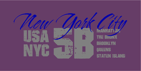 New york city embroidery graphic design vector art