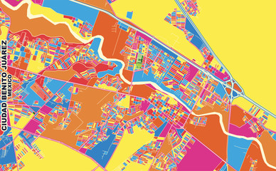 Ciudad Benito Juárez, Nuevo León, Mexico, colorful vector map