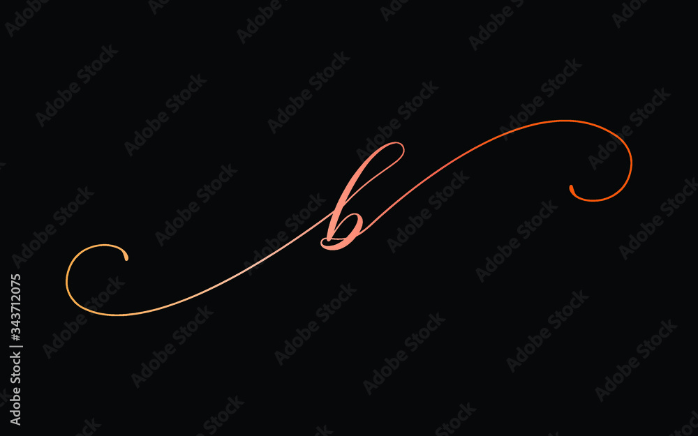 Wall mural b lowercase cursive letter logo design, vector template