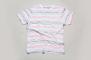 Stylish t-shirt on grey background