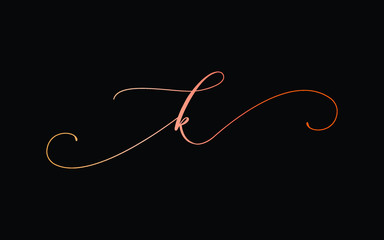 k Lowercase Cursive Letter Logo design, Vector Template