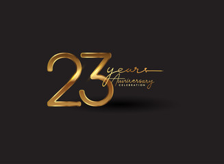 Obraz premium 23 Years Anniversary Logo Golden Colored isolated on black background, vector design for greeting card and invitation card
