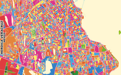 Heroica Veracruz, Veracruz, Mexico, colorful vector map