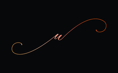 u Lowercase Cursive Letter Logo design, Vector Template