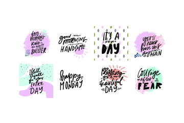 Morning quotes. Hand lettering illustration for your design