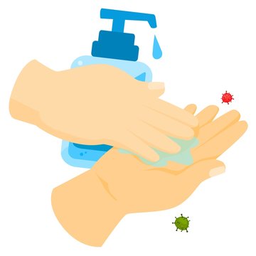 rub hands with hand sanitizer Stock Illustration | Adobe Stock