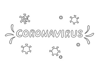 Contour lettering doodle handwritten black and white on theme of quarantine, self-isolation times and coronavirus prevention. Phrase for social networks, flyers, stickers, typography posters