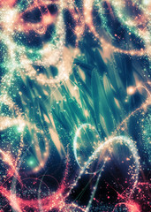 Grass with magic starry glows