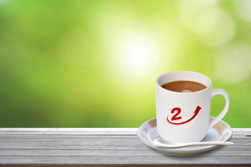 cup of coffee on wooden table
