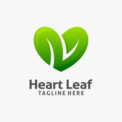 Leaf heart logo design