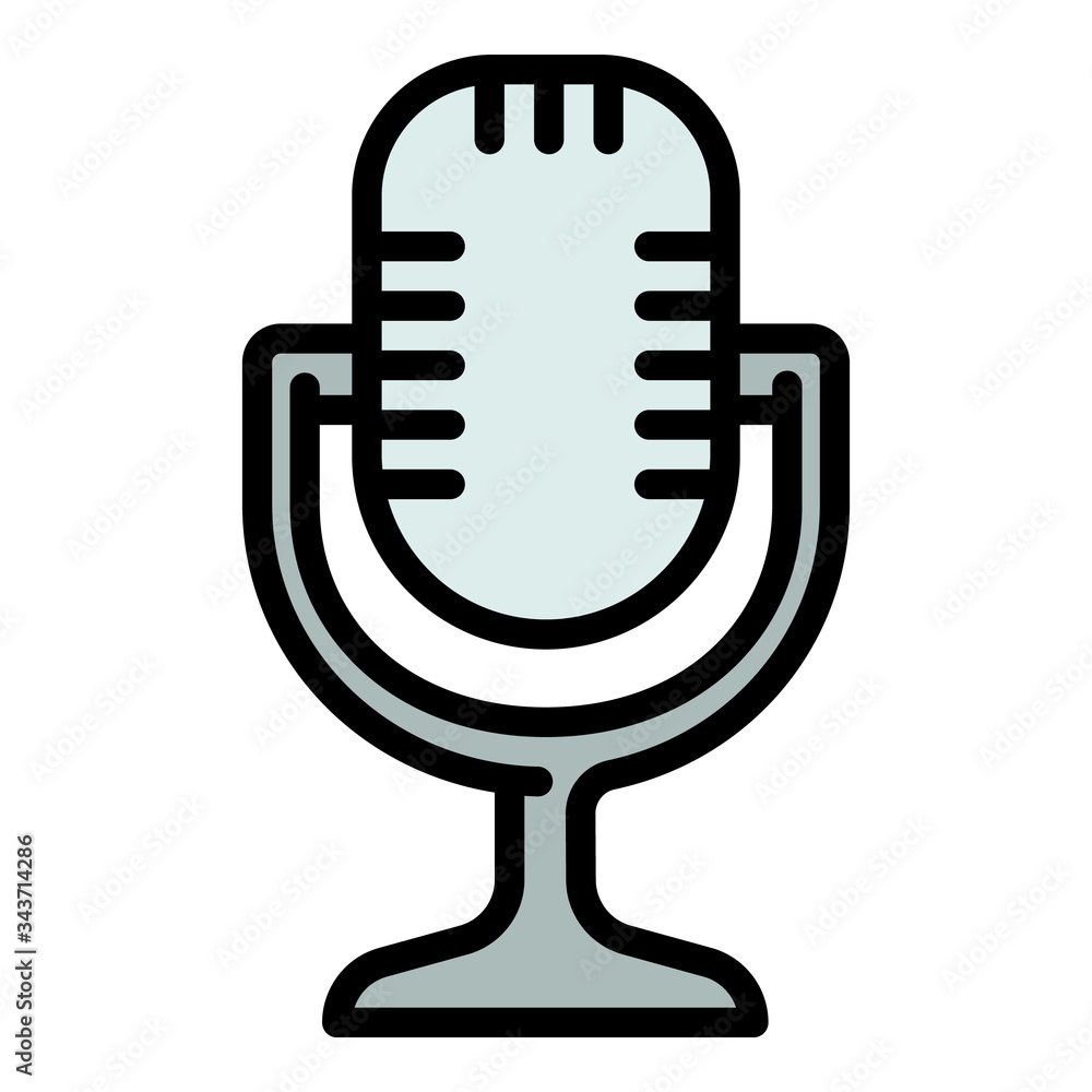 Poster studio microphone icon. outline studio microphone vector icon for web design isolated on white backg