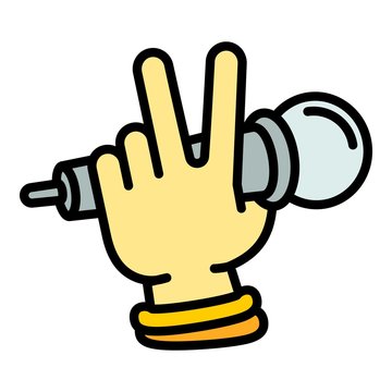 Hiphop singer microphone icon. Outline hiphop singer microphone vector icon for web design isolated on white background