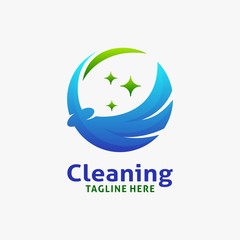 Cleaning broom logo design