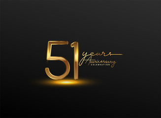 51 Years Anniversary Logo Golden Colored isolated on black background, vector design for greeting card and invitation card