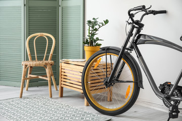 Fototapeta na wymiar Interior of modern room with bicycle