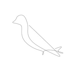 Bird on white background line drawing vector illustration