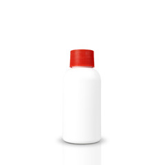 Red plastic lid medicine bottle isolated on white background. with clipping paths.