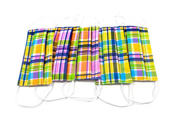 Cloth mask, Tampon Mask, Mask (top view) color on white background.Mask in many colors