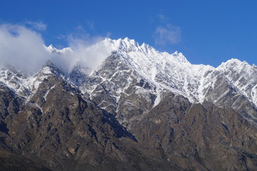 Snow-capped mountain view from South Island New Zealand
