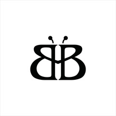 logo bb and butterfly icon vector 