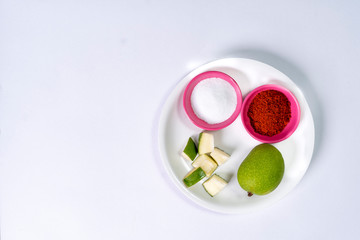 Raw Mango Images with red chill and solt