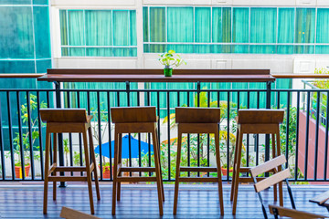 Table and chair on the terrace