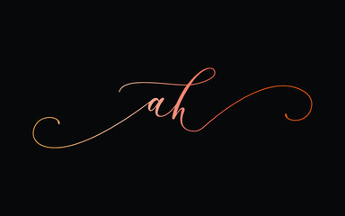 ah or a, h Lowercase Cursive Letter Initial Logo Design, Vector Template
