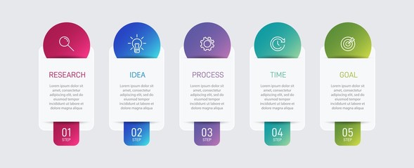 Infographic design with icons and 5 options or steps. Thin line vector. Infographics business concept. Can be used for info graphics, flow charts, presentations, web sites, banners, printed materials.