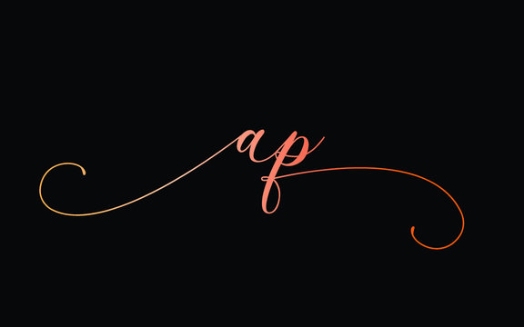 ap or a, p Lowercase Cursive Letter Initial Logo Design, Vector Template