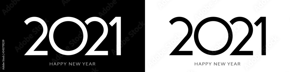 Poster 2021 happy new year text vector design.