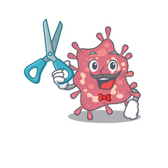 Sporty haemophilus ducreyi cartoon character design with barber