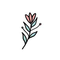 A flower drawn in the Doodle style. Delicate colors. Drawing by hand. Pattern for fabric, print, poster. Vector illustration.