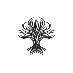 Obraz premium tree root Illustration logo icon , Dry dead tree illustration logo design