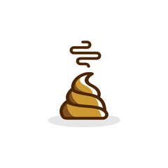 Bunch of brown shit icon in trendy line style. vector image. Stinky Dog Poop logo symbol sign. Cartoon style poo. Vector illustration image. chocolate cream Isolated on white background.