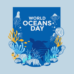 Vector illustration environment ecosystem dedicated to World ocean day © defarmerdesign